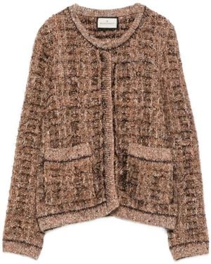 Bruno Manetti Cardigan En Tweed À Poche Plaquée - Brown