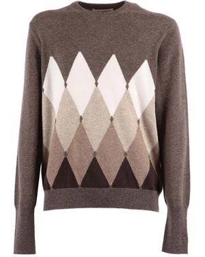 Ballantyne Argyle Crew-neck Sweater - ブラウン