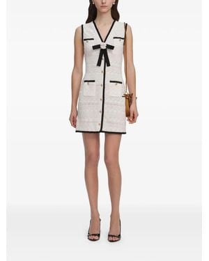Self-Portrait Dress Crochet Knit V-Neck - White