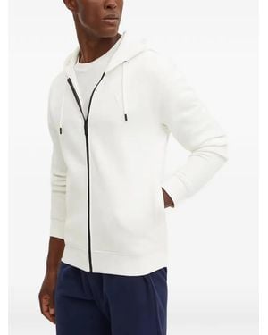 Guess Zip-Up Logo-Patch Hoodie - White