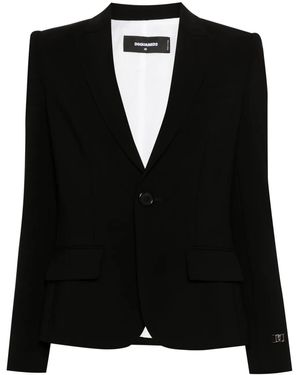 DSquared² Logo-Plaque Single-Breasted Blazer - Black