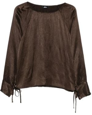 Dixie Crinkled Raglan-Sleeve Top - Brown