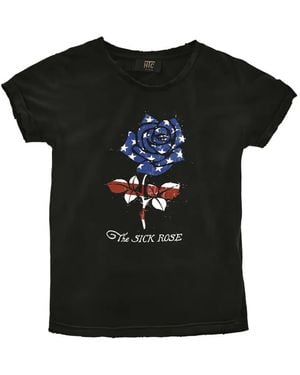 HTC Rose-Print Short-Sleeve T-Shirt - Black