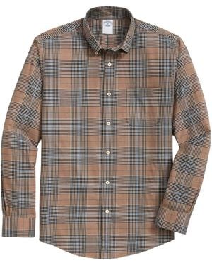 Brooks Brothers Plaid-Patterned Button-Down Collar Shirt - Grey