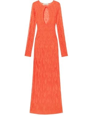 Blumarine Geometric Open-Knit Maxi Dress - Red