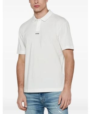 HUGO Logo-Embroidered Polo Shirt - White