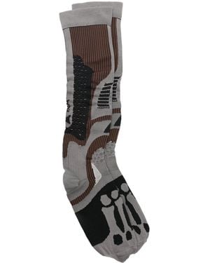 Roa Knitted Bones Motif Calf Socks - Black