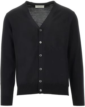 THE PULL Fine-Knit V-Neck Cardigan - Black