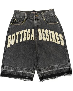 Bottega Desires Logo-Patch Raw-Cut Shorts - Black