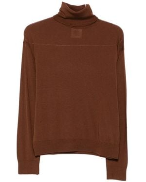 Semicouture Roll-Neck Wool Sweater - Brown