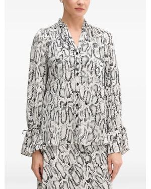 MARC AUREL Ruffled Snake-Print Shirt - White