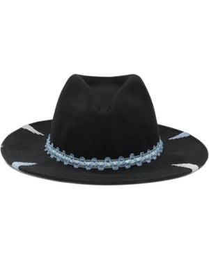 The Hat Gang Full Of Love Embroidered Sequin-Embellished Fedora Hat - Black
