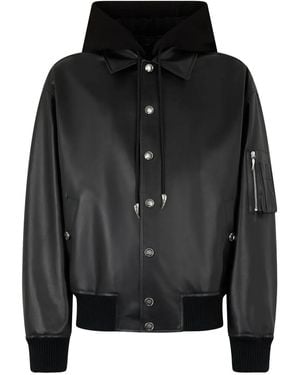 Roberto Cavalli Leather Bomber Jacket - Black