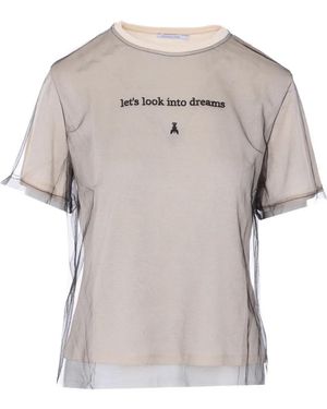 Patrizia Pepe Embroidered Short-Sleeved Top - Grey