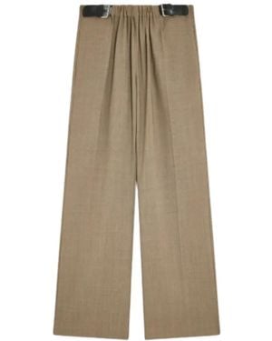 Semicouture Delia Check-Pattern Belted Pants - Natural