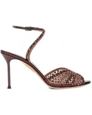Aquazzura Lover Embellished Tulle Sandals - Pink