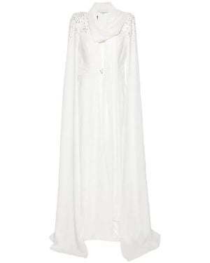 The Couture Club Embellished Cape Gown - White