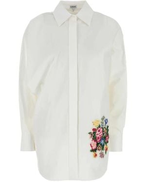 Loewe Camisa Con Motivo Floral - Blanco