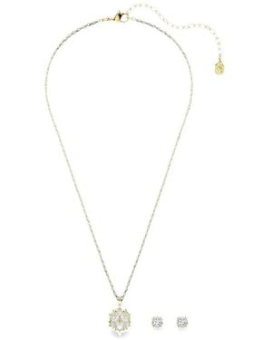 Swarovski Crystal-Pendant Necklace And Earrings Set - White