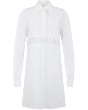 Alberta Ferretti Vestido Corto Con Panel De Encaje Y Pinzas - Blanco