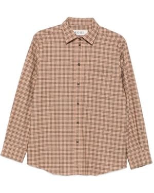 Rohe Check-Print Classic Fit Shirt - Natural