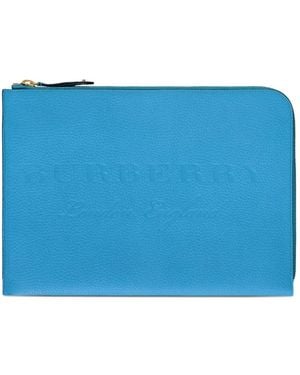 Burberry エンボスロゴ クラッチバッグ - ブルー