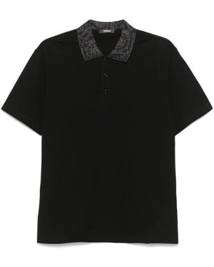 Versace Polo Con Ricamo Logo - Nero