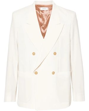 Laneus Peak-Lapels Double-Breasted Blazer - White