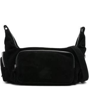 Marge Sherwood Logo-Embossed Suede Crossbody Bag - Black