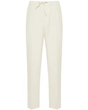 Canali Drawstring-Waistband Straight-Leg Pants - White