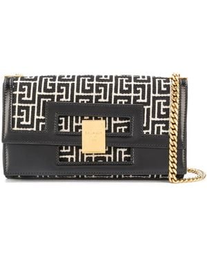 Balmain Bifold Monogram Shoulder Bag - Black