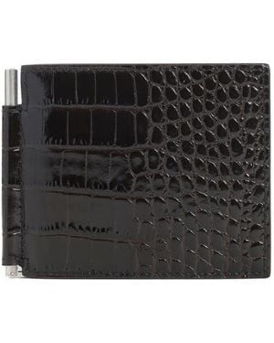 Tom Ford Crocodile-Embossed Wallet - Black