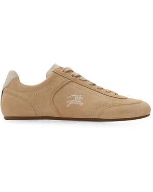 Burberry Suede Knight Runner Sneakers - Natural