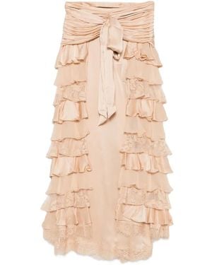 Zimmermann Ruffled Lace-Trim Trousers - Naturel