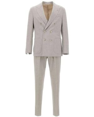 Eleventy Double-Breasted Patch Pocket Suit - Grey