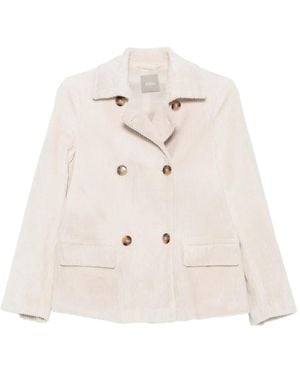 Kiltie Double-Breasted Corduroy Blazer - Natural