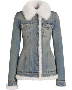Dolce & Gabbana Denim Jacket With Fur-Effect Details - Blue