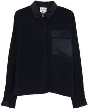 Semicouture Laetitia Patch-Pocket Cardigan - Blue