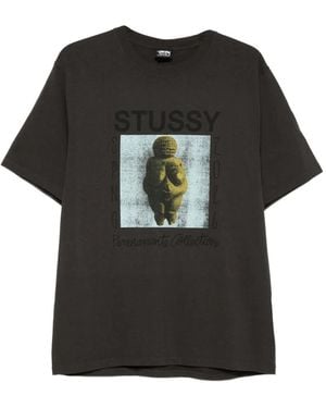 Stussy Faded Graphic-Print T-Shirt - Black