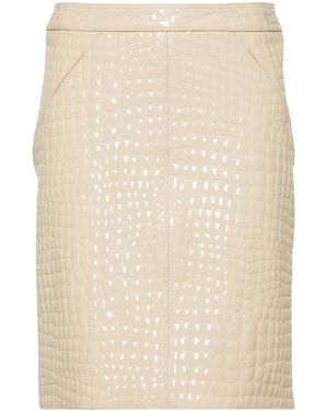 Tom Ford Patent Crocodile-Embossed Mini Skirt - Natural