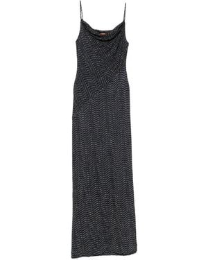 Missoni Zigzag-Knit Cowl-Neck Maxi Dress - White