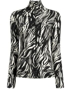 Proenza Schouler Audrey Marble-Print Top - Black