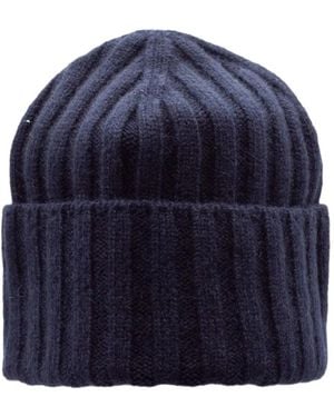 Cruciani Ribbed-Knit Cashmere Beanie Hat - Blue