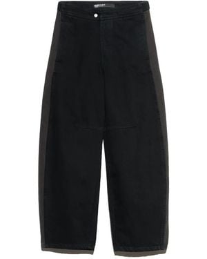 Bimba Y Lola Barrel Two-Tone Adjustable-Waist Denim Pants - Black