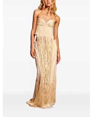 Bless Fringe-Trim Strapless Top - Natural