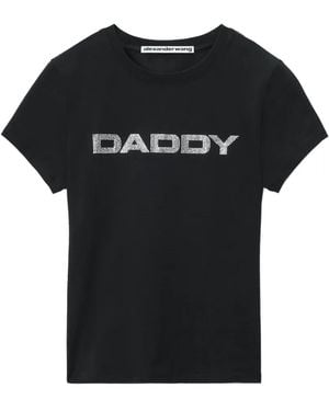 Alexander Wang Crystal Hotfix Graphic Fit T-Shirt - Black