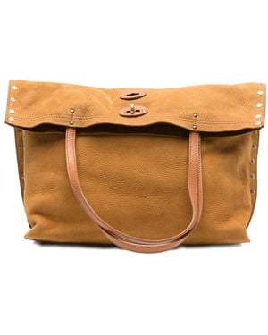 Zanellato Studded Foldover Tote Bag - Brown