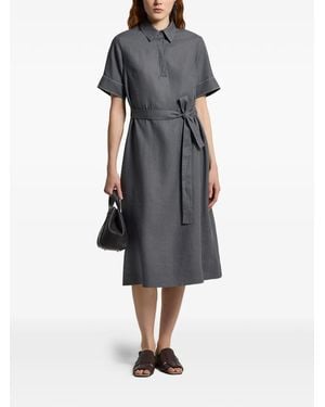Peserico Polo-Collar Belted Midi Dress - Gray