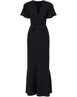 Victoria Beckham Midikleid Mit V-Ausschnitt - Schwarz