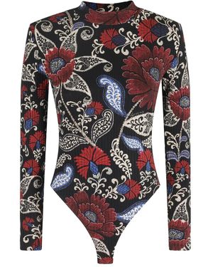 FARM Rio Floral High-Neck Top - Black